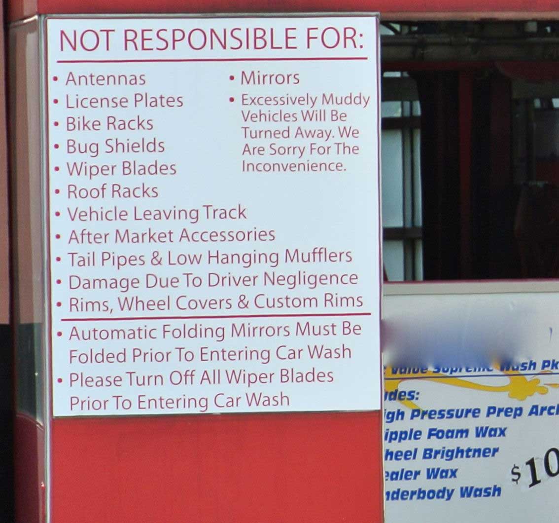 Warning Sign at Car Wash